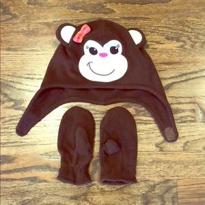 Hat Mittens Fleece Monkey Set